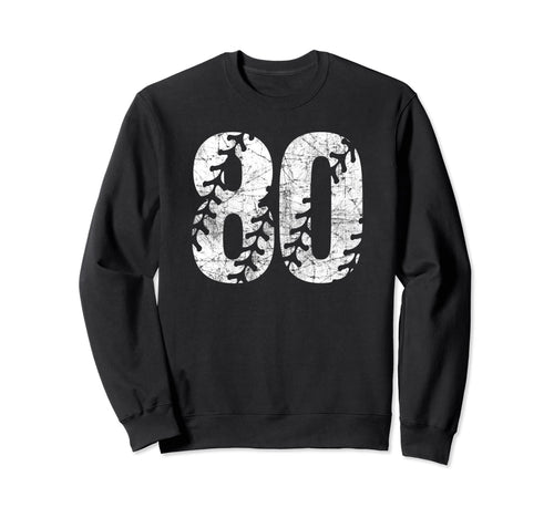 Baseball Softball Mom 80 Number Sweatshirt - Casual Everyday Wear Unisex - T-Shirt, Sweatshirt, Hoodie