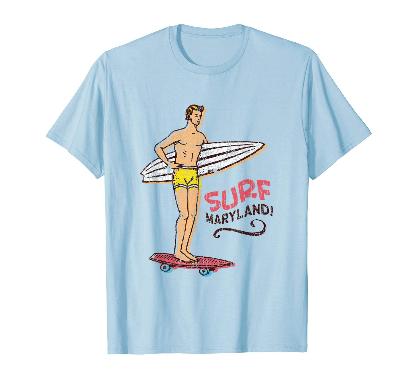 Surf Maryland Surfboard 60S 70S 80S T-Shirt - Trendy Graphic for Adults - T-Shirt, Sweatshirt, Hoodie