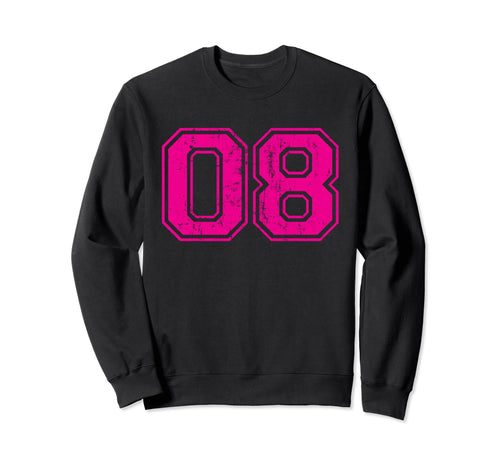 Number 08 Varsity Distressed Sweatshirt - Streetwear Style for Adults - T-Shirt, Sweatshirt, Hoodie