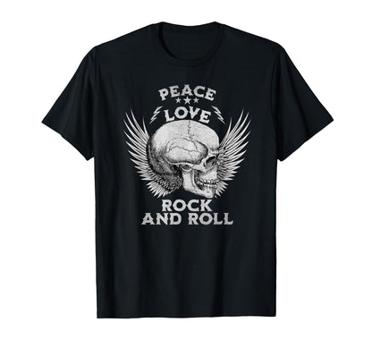 Peace Love Rock And Roll Distressed T-Shirt - Graphic Print for Adults - T-Shirt, Sweatshirt, Hoodie