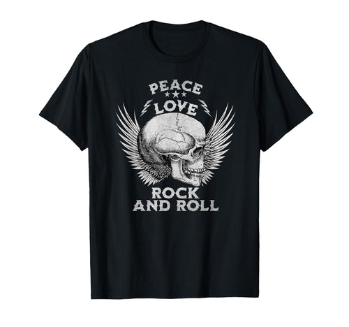 Peace Love Rock And Roll Distressed T-Shirt - Graphic Print for Adults - T-Shirt, Sweatshirt, Hoodie