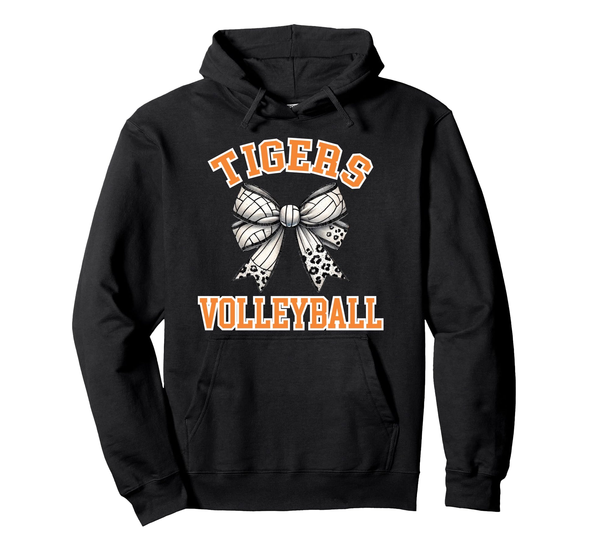 Tigers Volleyball Coquette Bow Game Hoodie - Custom Art Print for Adults - T-Shirt, Sweatshirt, Hoodie