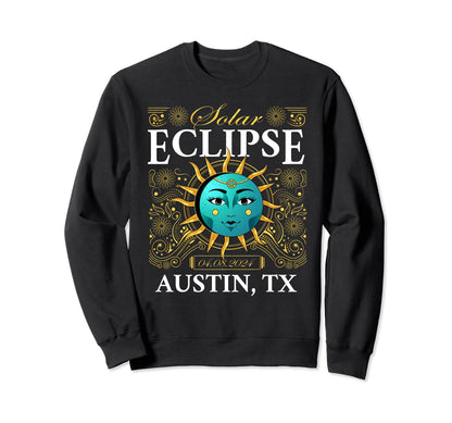 Total Solar Eclipse Austin Tx Texas Sweatshirt - Custom Art Print Unisex - T-Shirt, Sweatshirt, Hoodie