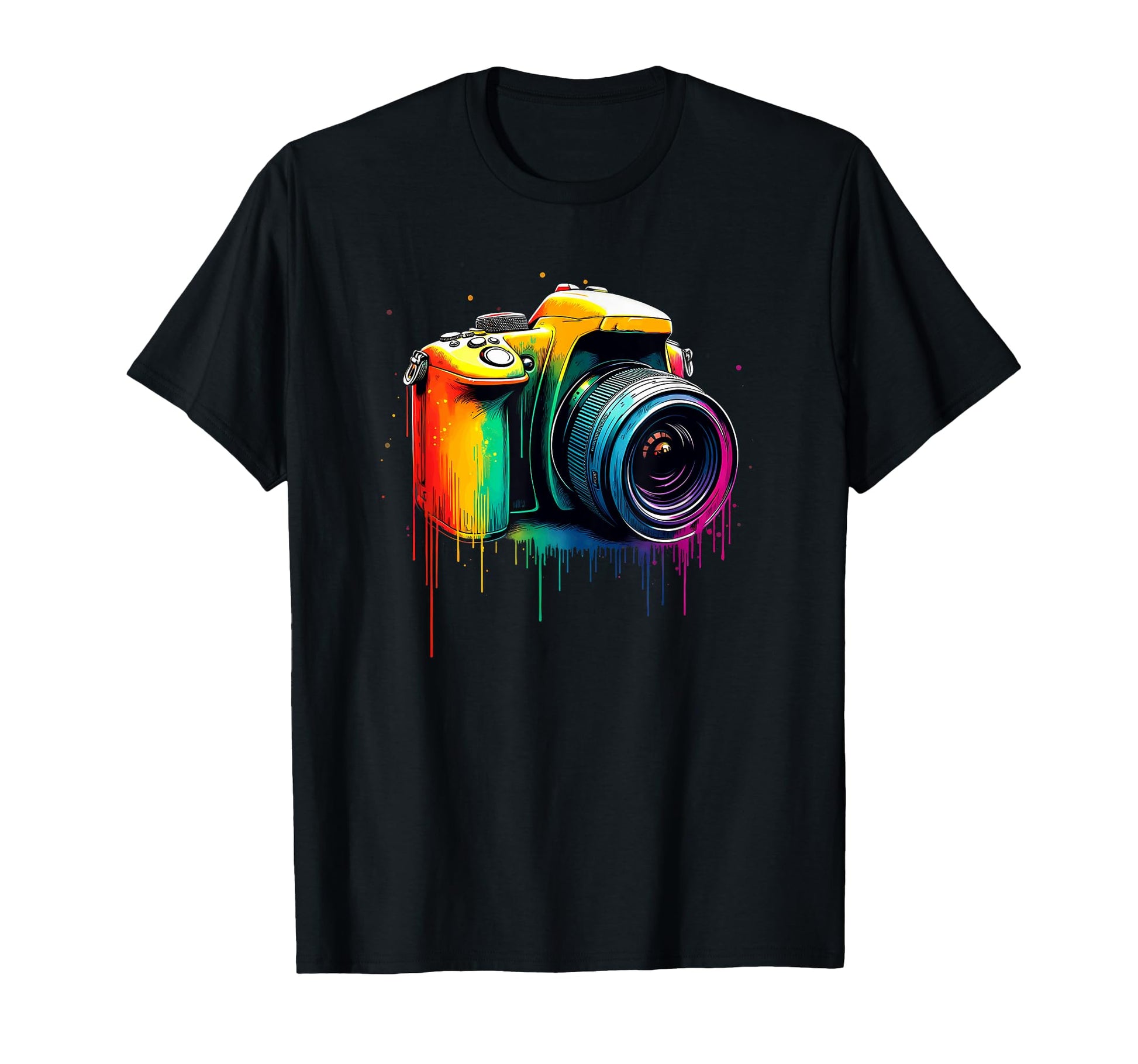 Photography Colorful Camera Dripping T-Shirt - Custom Art Print for Adults - T-Shirt, Sweatshirt, Hoodie
