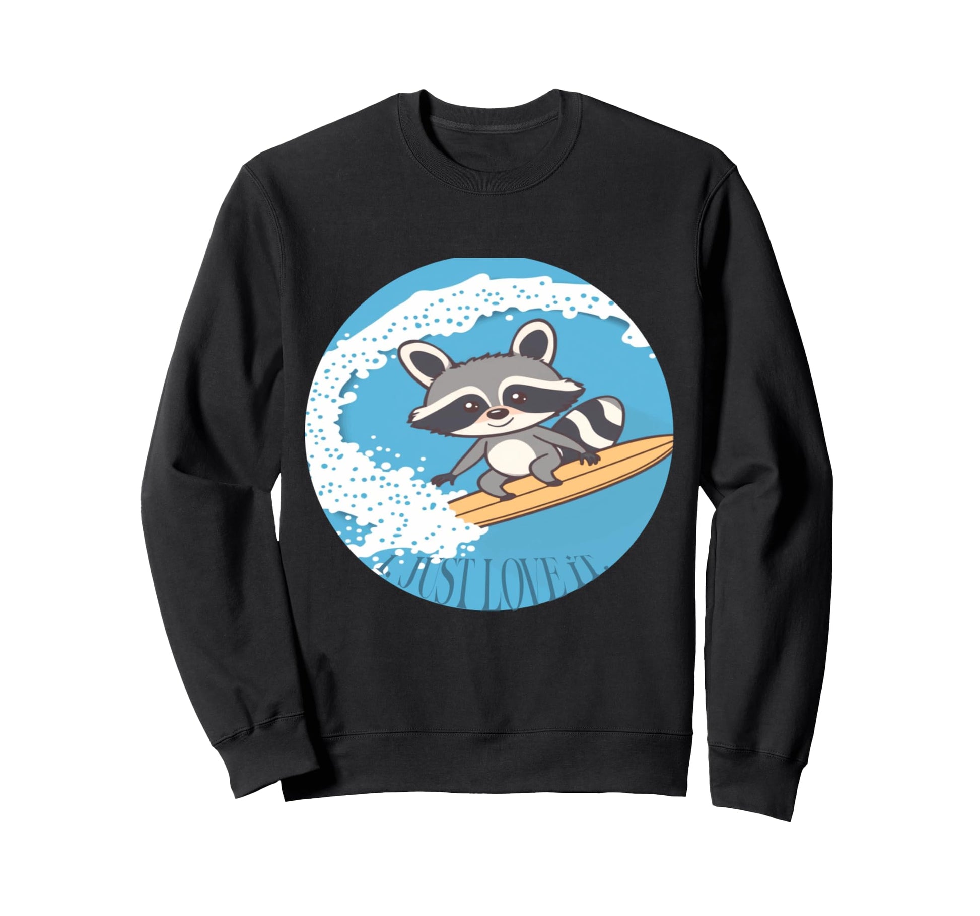 Kawaii Surfer Raccoon Steam Wave Sweatshirt - Minimalist Print Unisex - T-Shirt, Sweatshirt, Hoodie