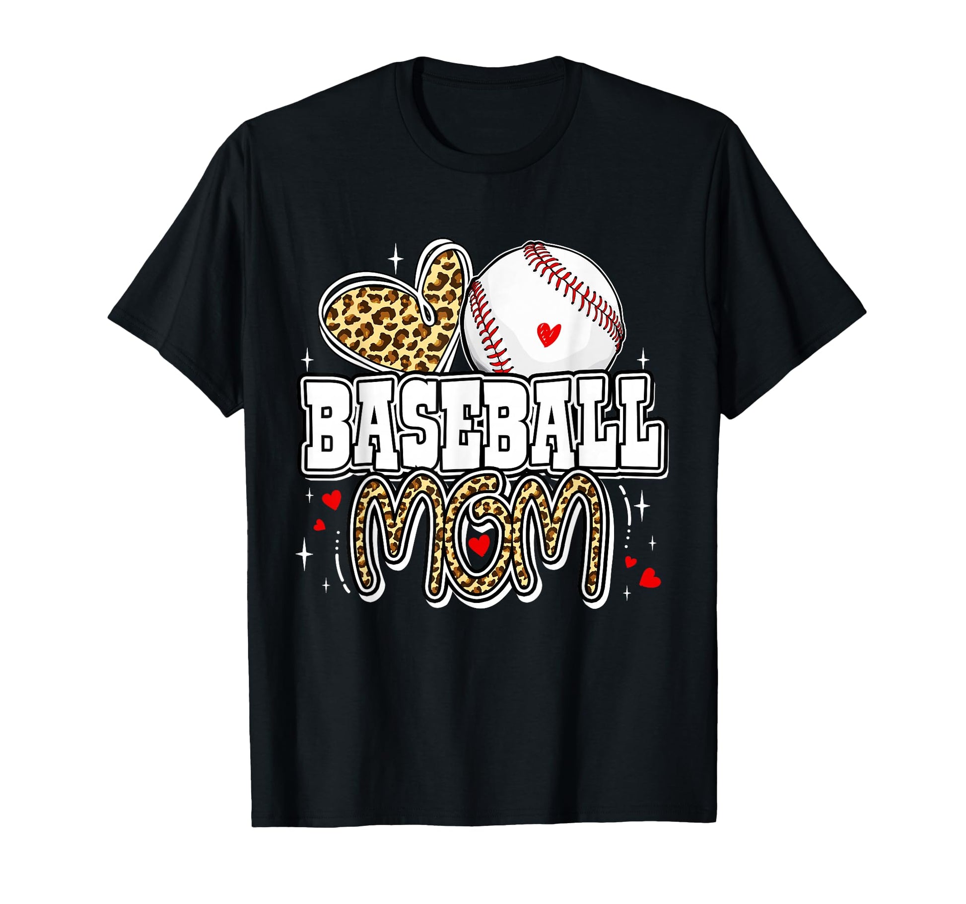 Leopard Baseball Mom Baseball Mama Mother T-Shirt - Novelty Apparel Unisex - T-Shirt, Sweatshirt, Hoodie