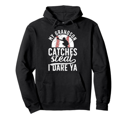 Baseball Catcher Grandma Funny Hoodie - Fun Novelty Design Men Women - T-Shirt, Sweatshirt, Hoodie