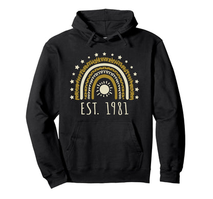 Est 1981 Rainbow Established 1981 Hoodie - Minimalist Print Men Women - T-Shirt, Sweatshirt, Hoodie