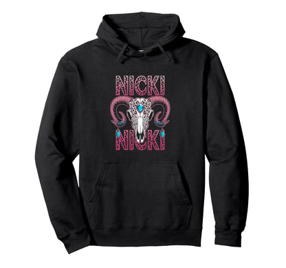 Custom Nicki Name Wife Bull Skeleton Boho Hoodie - Custom Art Print Unisex - T-Shirt, Sweatshirt, Hoodie