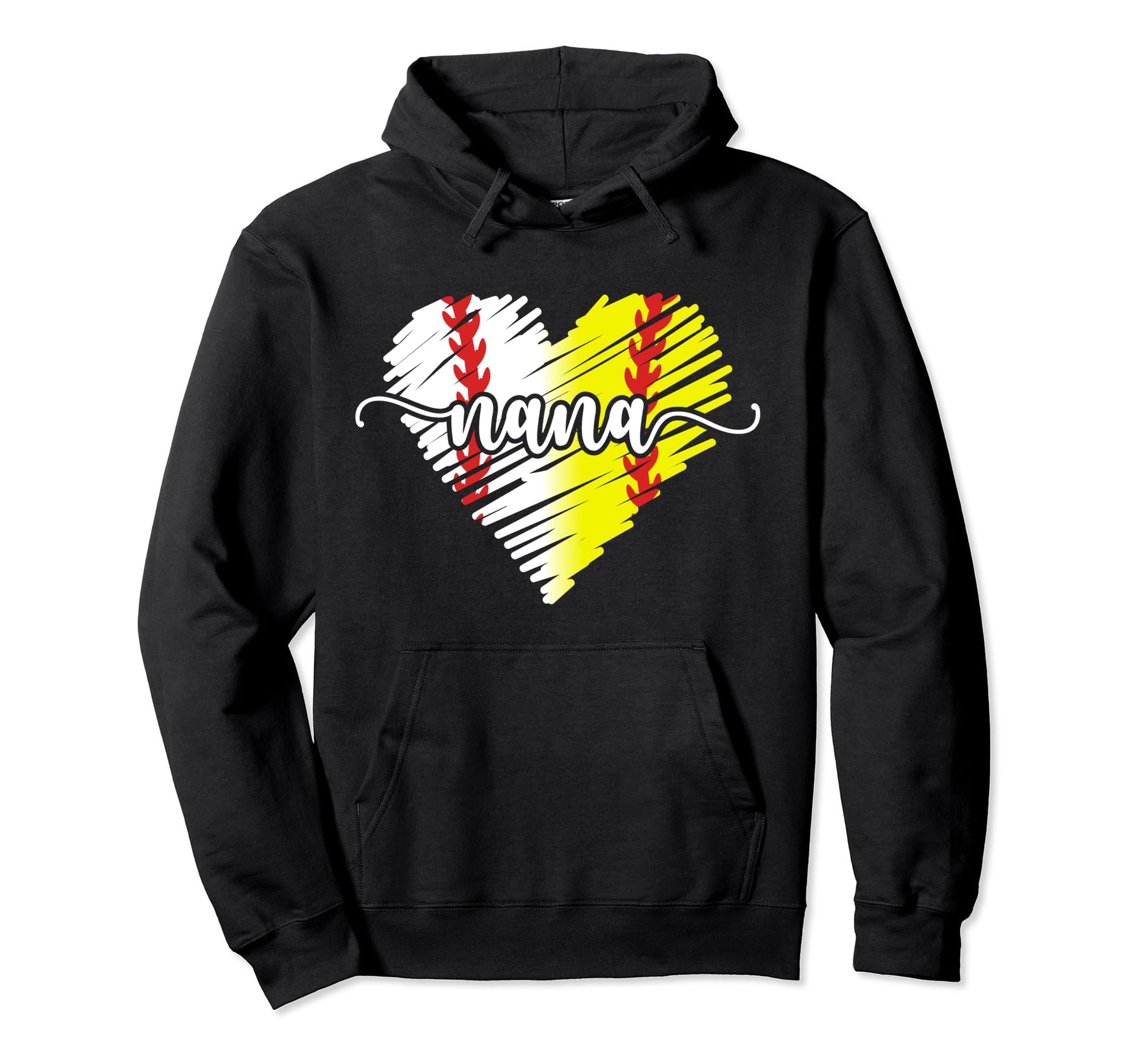 Baseball Softball Nana Heart Softball Hoodie - Minimalist Print Unisex - T-Shirt, Sweatshirt, Hoodie