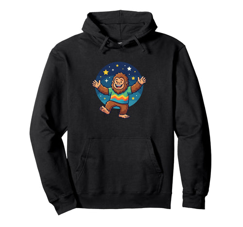 Dancing Sasquatch Under Starry Night Sky Hoodie - Graphic Print Unisex - T-Shirt, Sweatshirt, Hoodie