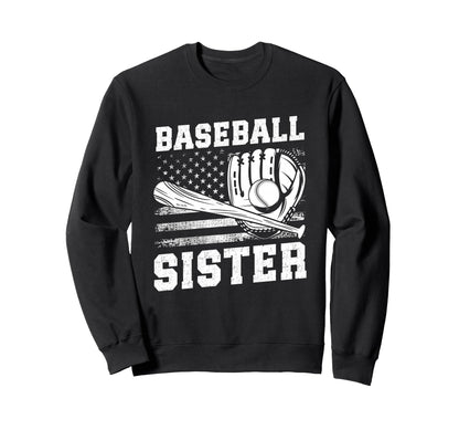 Baseball Sister Usa Flag Sweatshirt - Minimalist Print Unisex - T-Shirt, Sweatshirt, Hoodie