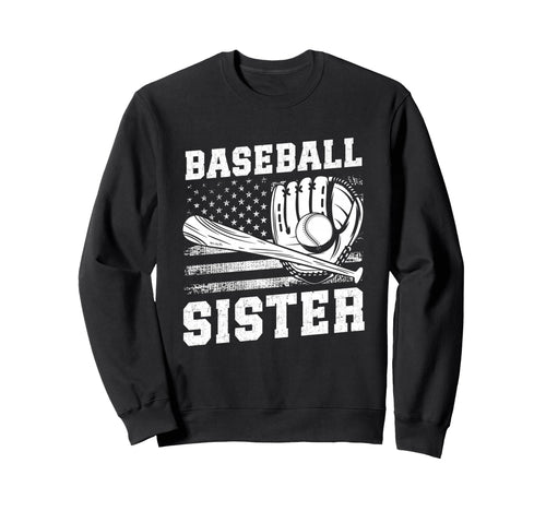 Baseball Sister Usa Flag Sweatshirt - Minimalist Print Unisex - T-Shirt, Sweatshirt, Hoodie