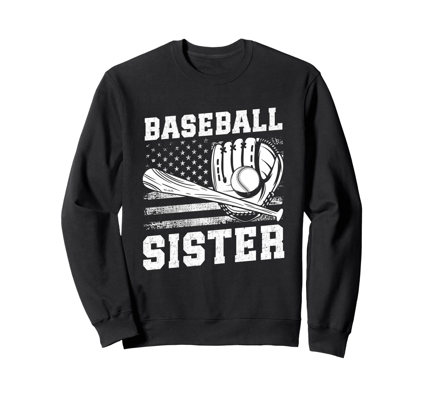 Baseball Sister Usa Flag Sweatshirt - Custom Art Print for Adults - T-Shirt, Sweatshirt, Hoodie
