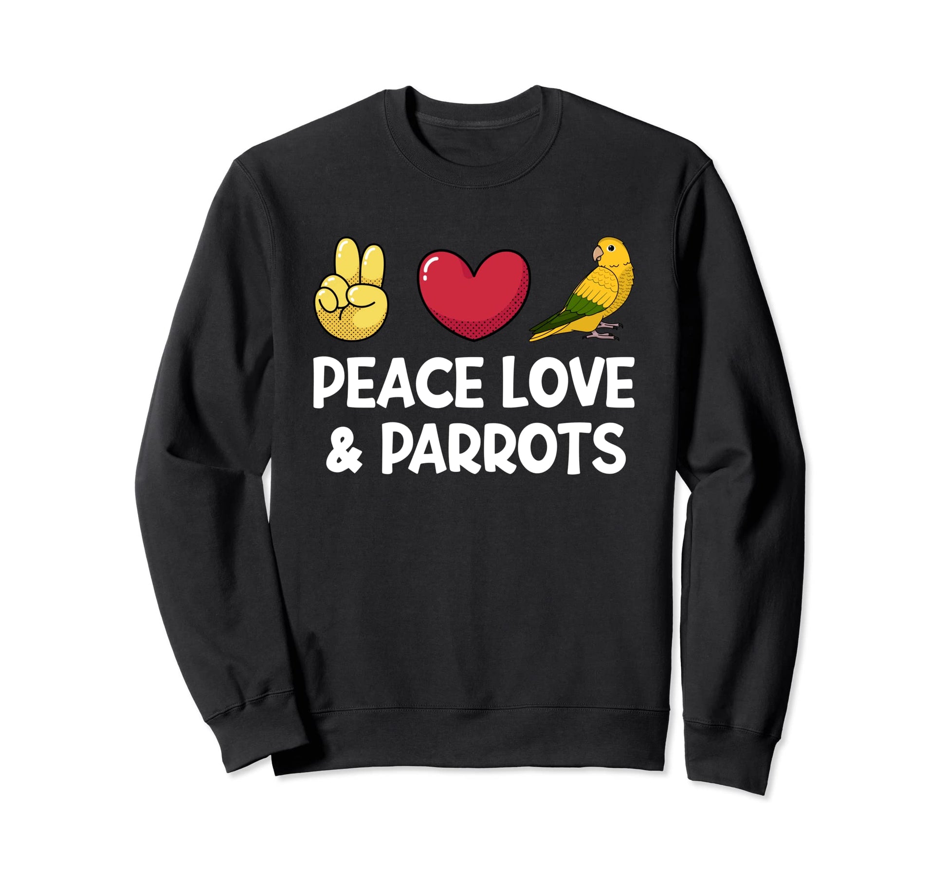 Peace Love Parrots I Golden Conure Sweatshirt - Minimalist Print Unisex - T-Shirt, Sweatshirt, Hoodie