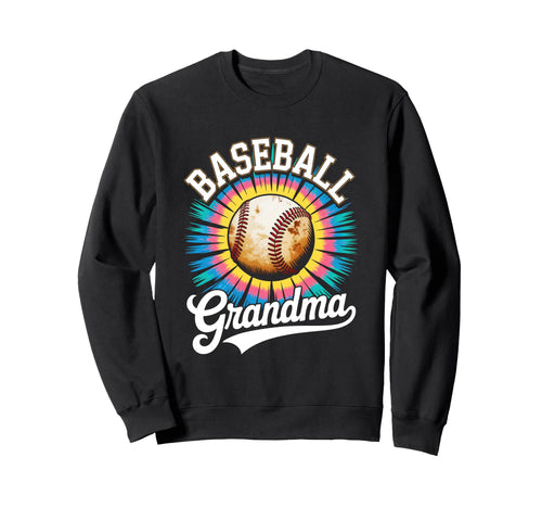 Baseball Grandma Tie Dye Colorful Sweatshirt - Novelty Apparel for Adults - T-Shirt, Sweatshirt, Hoodie