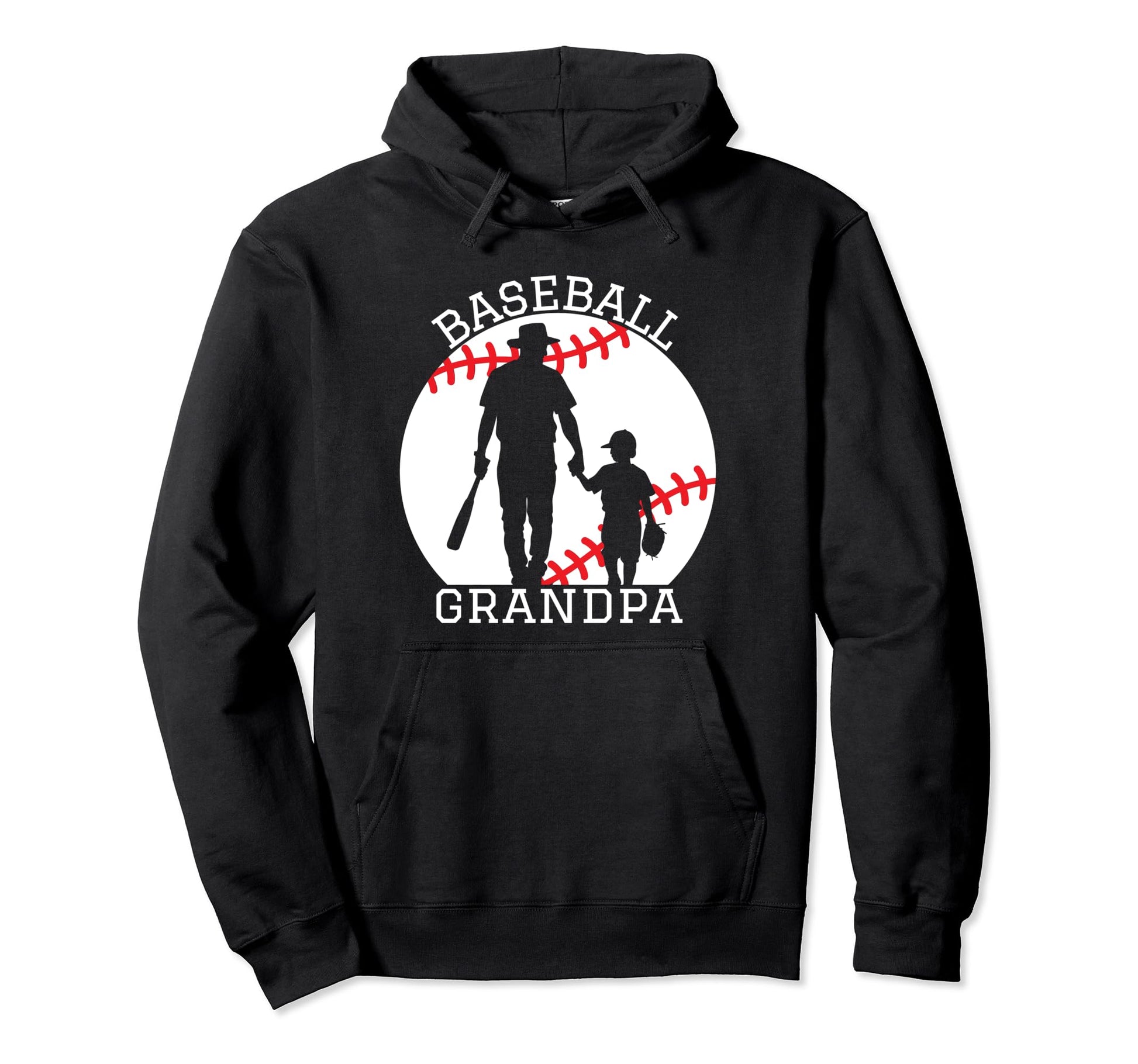 Baseball Grandpa Silhouette Hoodie - Casual Everyday Wear Unisex - T-Shirt, Sweatshirt, Hoodie
