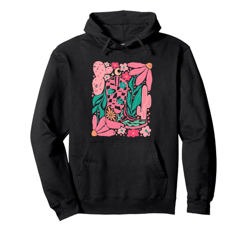 Western Boho Cowgirl Boot Hat Flower Hoodie - Aesthetic Graphic Unisex - T-Shirt, Sweatshirt, Hoodie