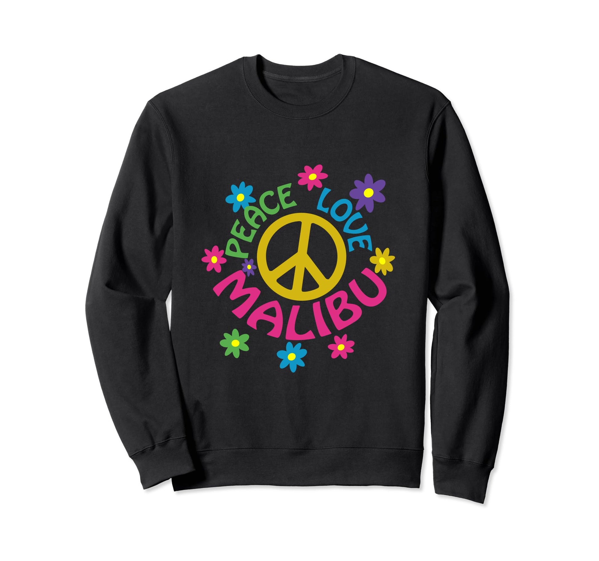Peace Love Malibu California Sweatshirt - Minimalist Print for Adults - T-Shirt, Sweatshirt, Hoodie