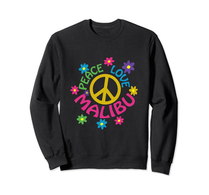 Peace Love Malibu California Sweatshirt - Minimalist Print for Adults - T-Shirt, Sweatshirt, Hoodie