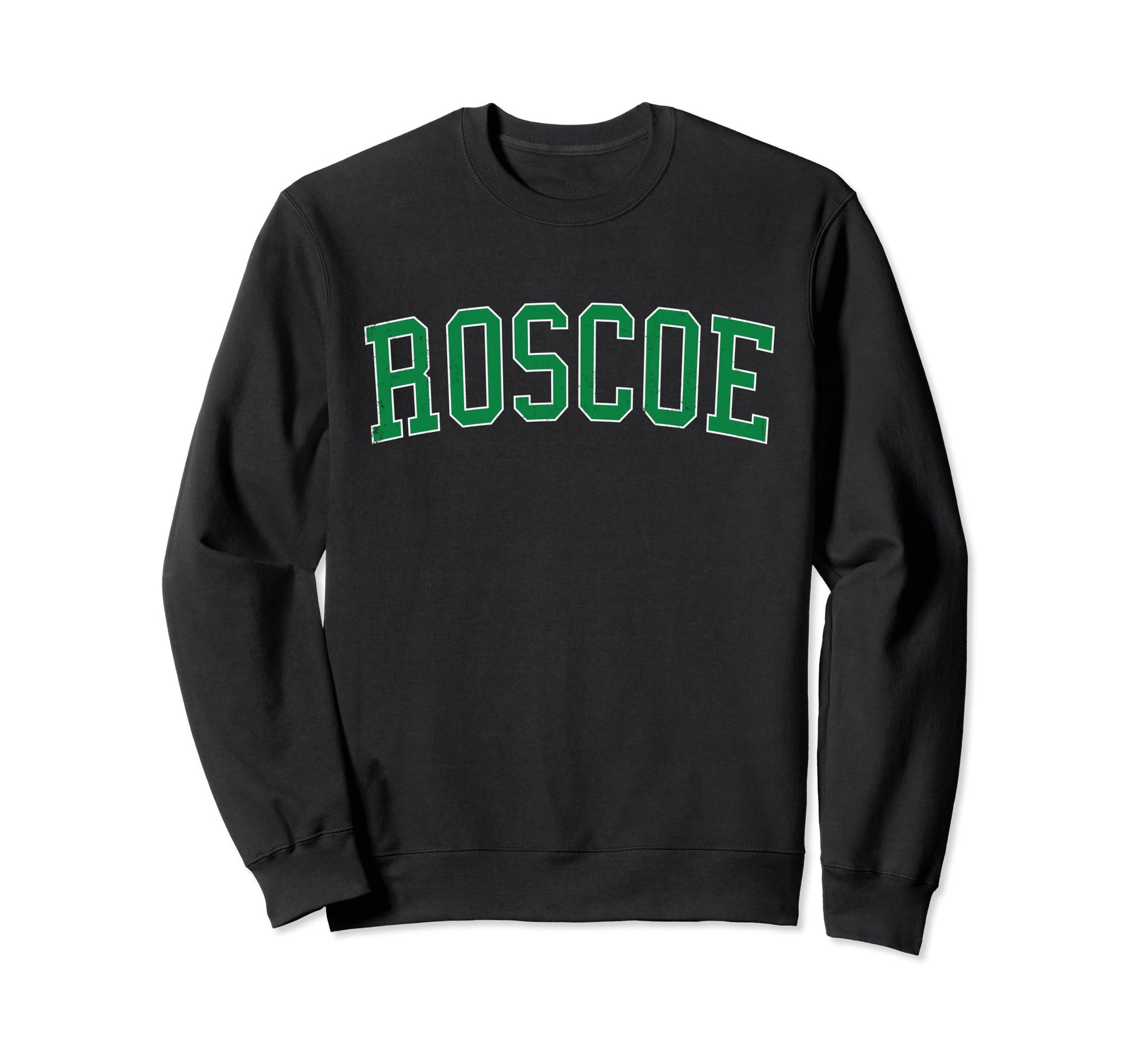 Roscoe Il Distressed Green Varsity Sweatshirt - Streetwear Style Unisex - T-Shirt, Sweatshirt, Hoodie