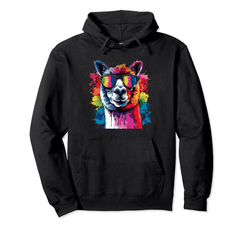 Funny Alpaca Art Sunglasses Pride Summer Hoodie - Unique Graphic Men Women - T-Shirt, Sweatshirt, Hoodie