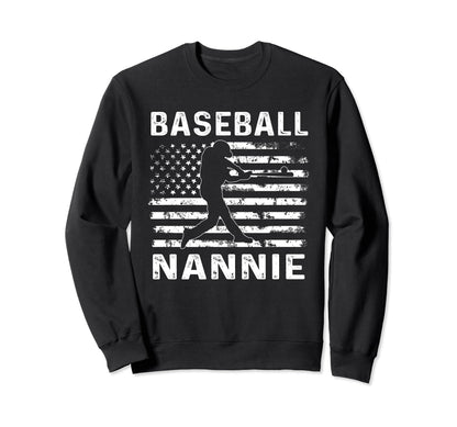 Baseball Nannie Grandma Usa Flag 4Th Sweatshirt - Minimalist Print Unisex - T-Shirt, Sweatshirt, Hoodie
