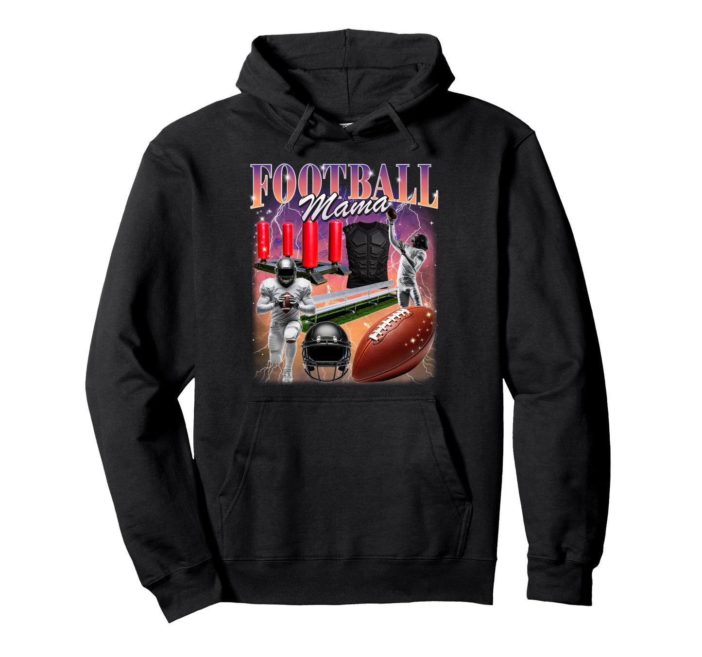Football Mama Bootleg 90S Mom Ballers Hoodie - Graphic Print Unisex - T-Shirt, Sweatshirt, Hoodie
