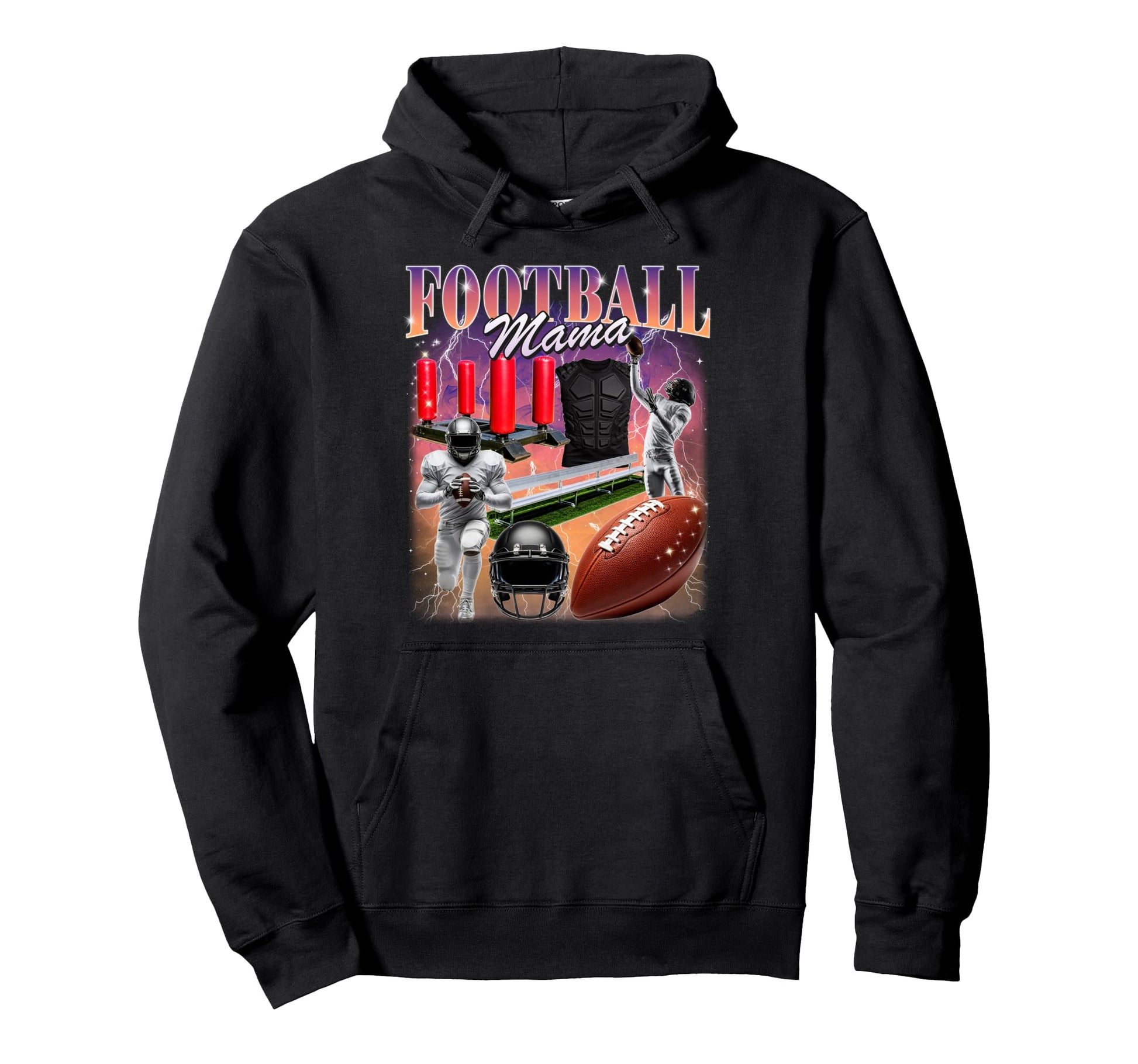 Football Mama Bootleg 90S Mom Ballers Hoodie - Graphic Print Unisex - T-Shirt, Sweatshirt, Hoodie