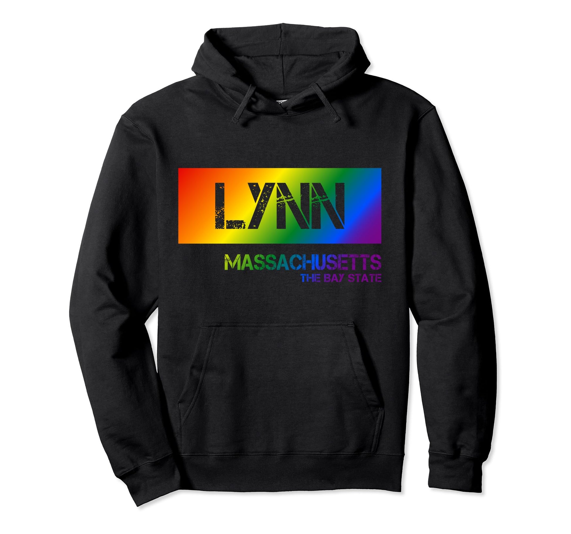 Lynn Massachusetts Lgbtqai Rainbow Hoodie - Minimalist Print Men Women - T-Shirt, Sweatshirt, Hoodie