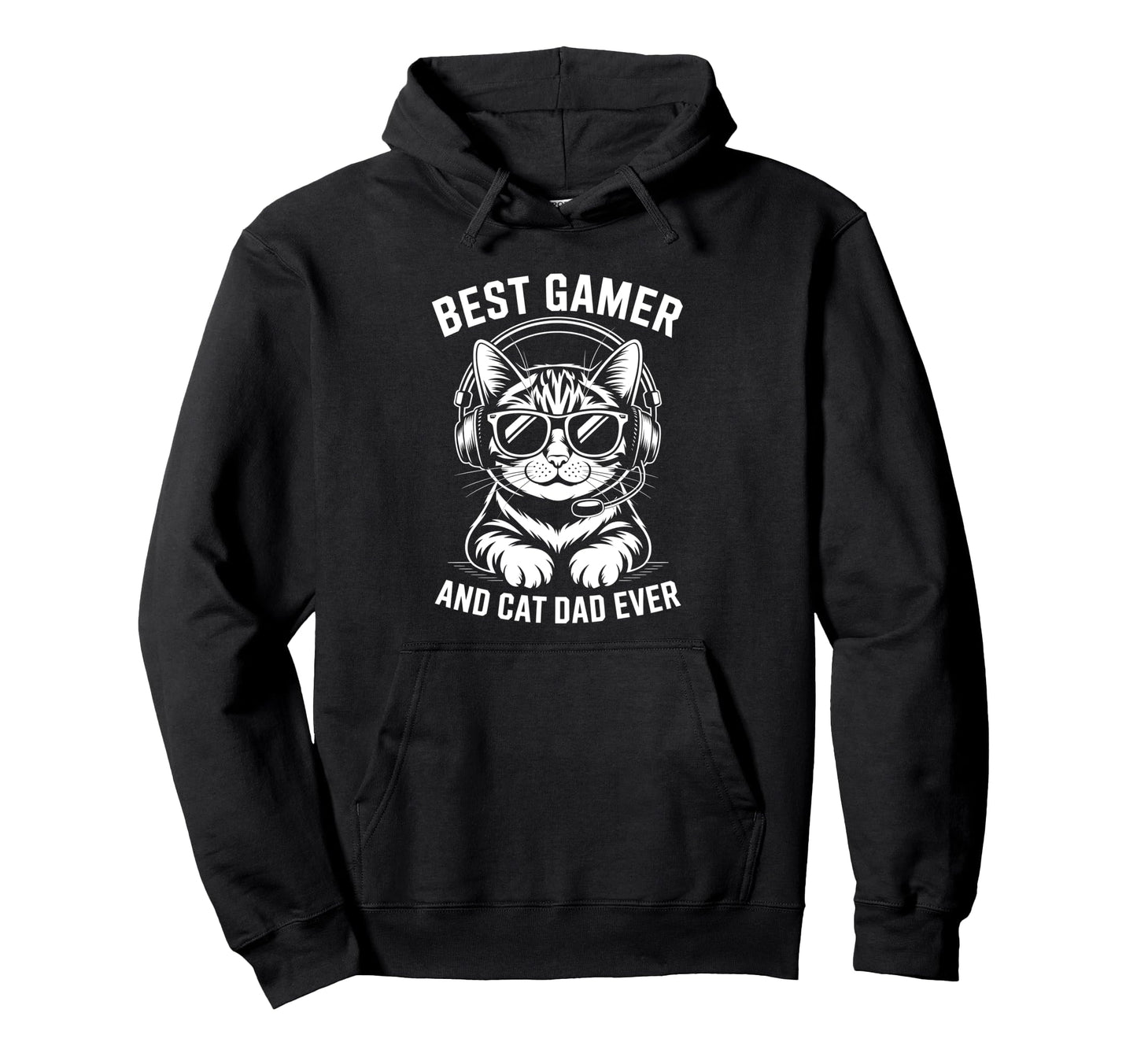 Best Gamer Cat Dad Ever Funny Gaming Hoodie - Graphic Print for Adults - T-Shirt, Sweatshirt, Hoodie