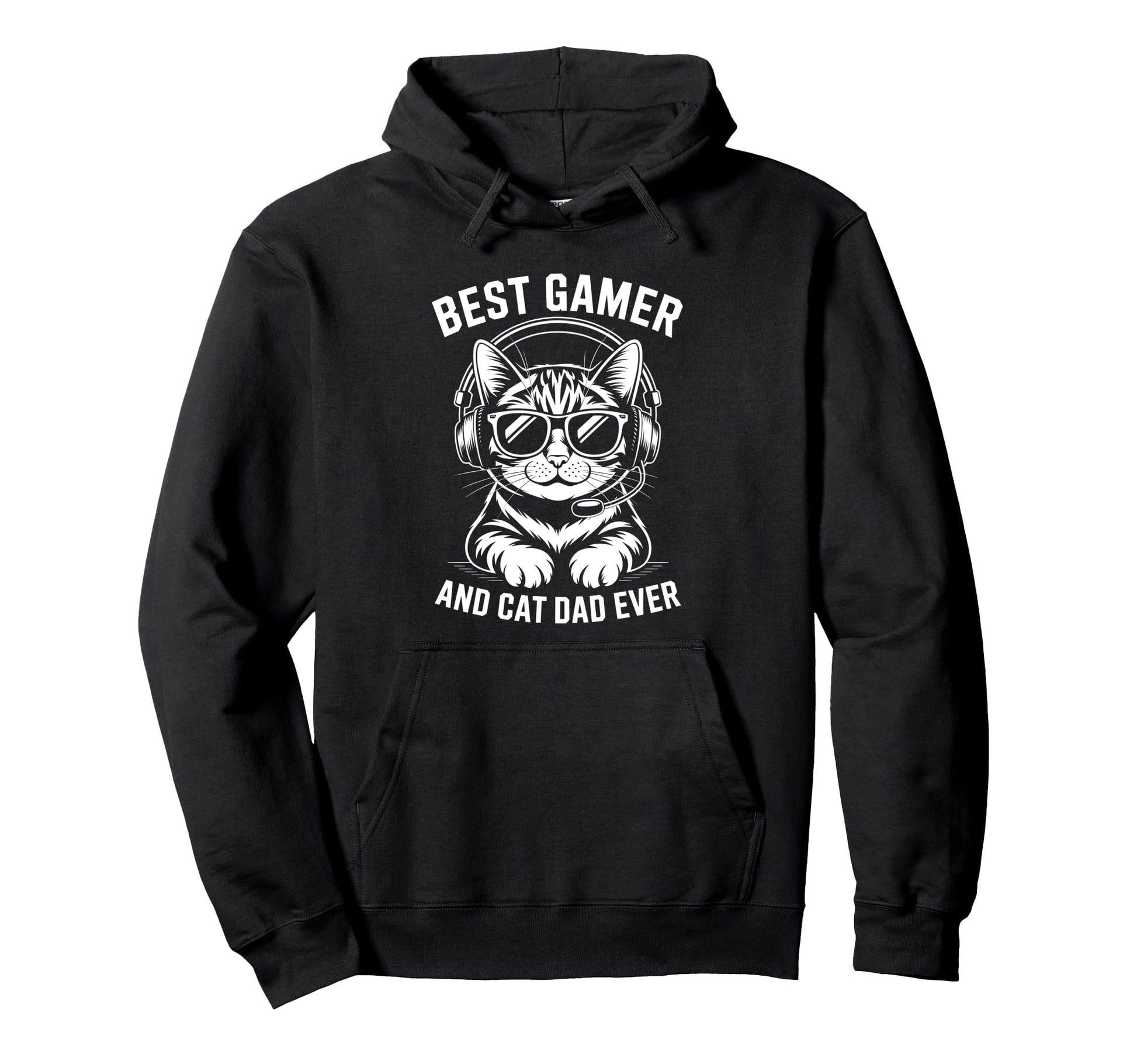 Best Gamer Cat Dad Ever Funny Gaming Hoodie - Graphic Print for Adults - T-Shirt, Sweatshirt, Hoodie
