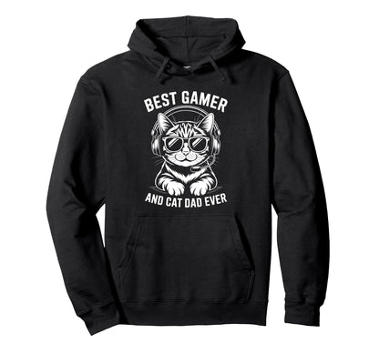 Best Gamer Cat Dad Ever Funny Gaming Hoodie - Graphic Print for Adults - T-Shirt, Sweatshirt, Hoodie