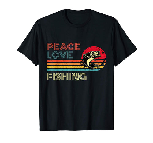 Peace Love Fishing Striped Sunset T-Shirt - Trendy Graphic Men Women - T-Shirt, Sweatshirt, Hoodie