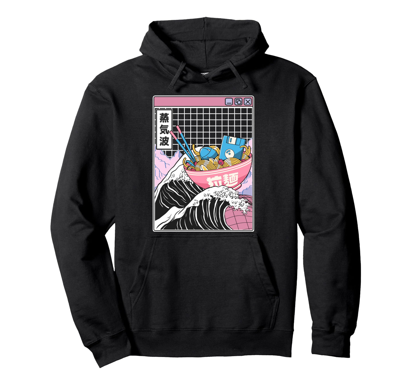 Digital Ramen Bowl Kanagawa Wave Hoodie - Fun Novelty Design for Adults - T-Shirt, Sweatshirt, Hoodie