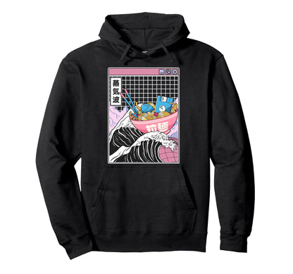 Digital Ramen Bowl Kanagawa Wave Hoodie - Fun Novelty Design for Adults - T-Shirt, Sweatshirt, Hoodie