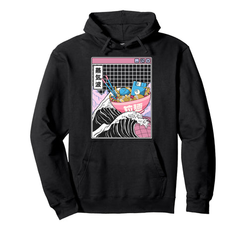 Digital Ramen Bowl Kanagawa Wave Hoodie - Fun Novelty Design for Adults - T-Shirt, Sweatshirt, Hoodie