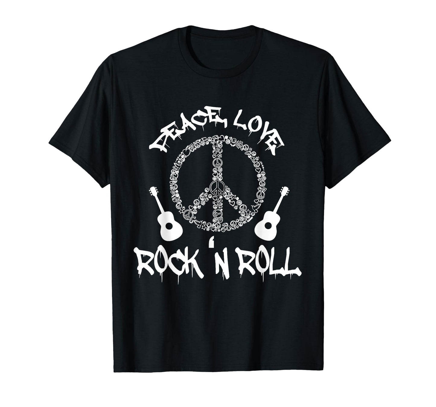 Funny Rockn Roll Peace Love And Rock T-Shirt - Minimalist Print Men Women - T-Shirt, Sweatshirt, Hoodie