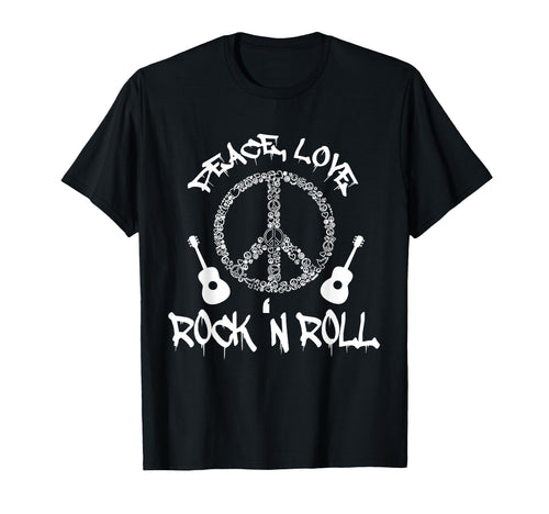Funny Rockn Roll Peace Love And Rock T-Shirt - Minimalist Print Men Women - T-Shirt, Sweatshirt, Hoodie