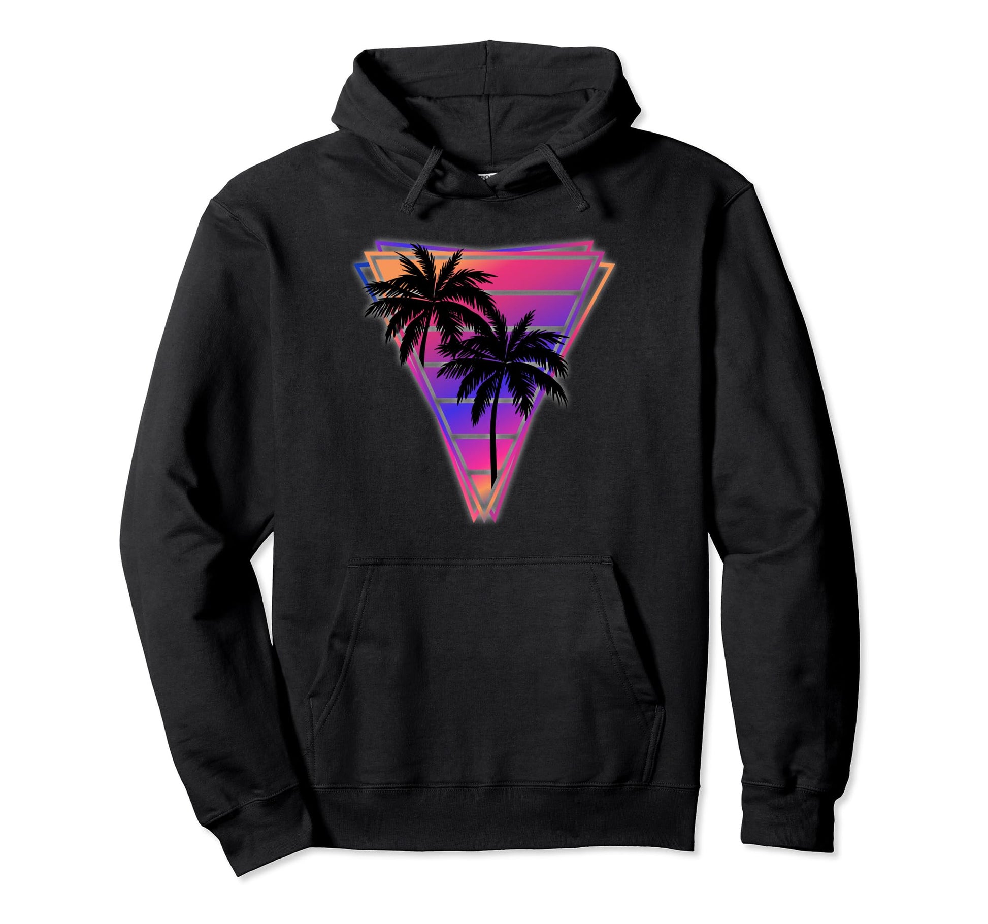 Synthwave Vaporwave Triangle Palm Hoodie - Streetwear Style Men Women - T-Shirt, Sweatshirt, Hoodie