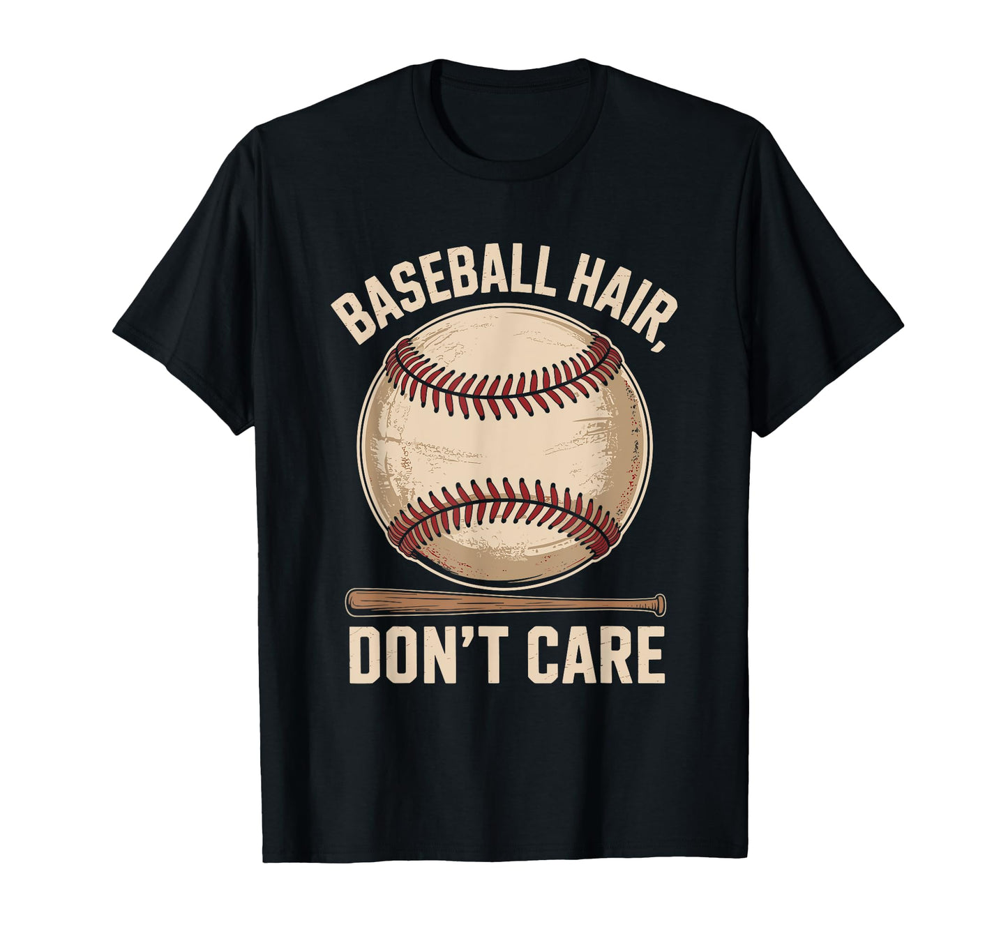 Baseball Hair Dont Care Baseball T-Shirt - Casual Everyday Wear for Adults - T-Shirt, Sweatshirt, Hoodie