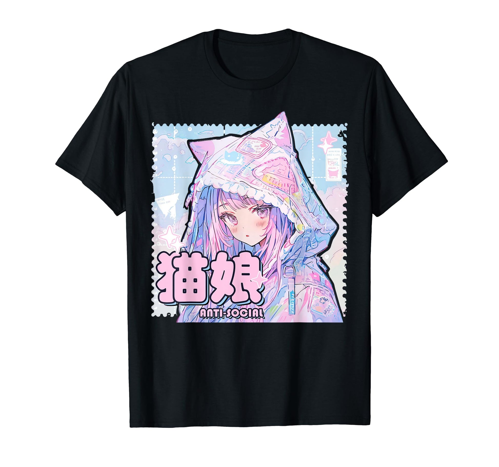 Anti Social Neko Anime Y2K T-Shirt - Casual Everyday Wear for Adults - T-Shirt, Sweatshirt, Hoodie