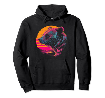 Bear Vaporwave Aesthetic Synthwave 80S Hoodie - Novelty Apparel Men Women - T-Shirt, Sweatshirt, Hoodie