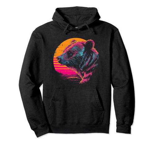 Bear Vaporwave Aesthetic Synthwave 80S Hoodie - Novelty Apparel Men Women - T-Shirt, Sweatshirt, Hoodie