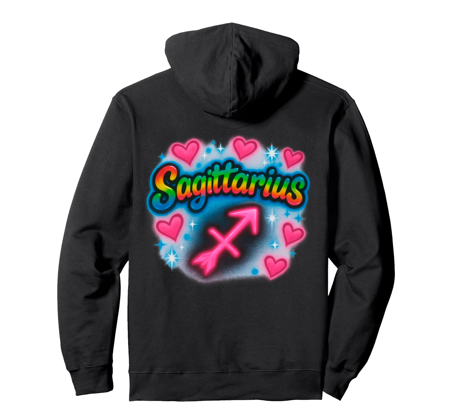 Sagittarius Zodiac Sign Airbrush Art Hoodie - Fun Novelty Design Unisex - T-Shirt, Sweatshirt, Hoodie