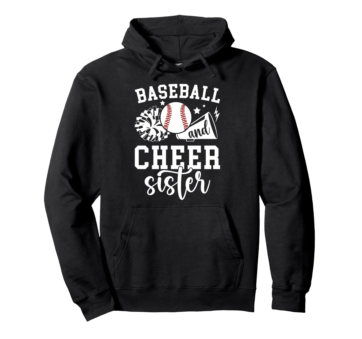 Baseball And Cheer Sister Cheerleading Hoodie - Trendy Graphic Men Women - T-Shirt, Sweatshirt, Hoodie