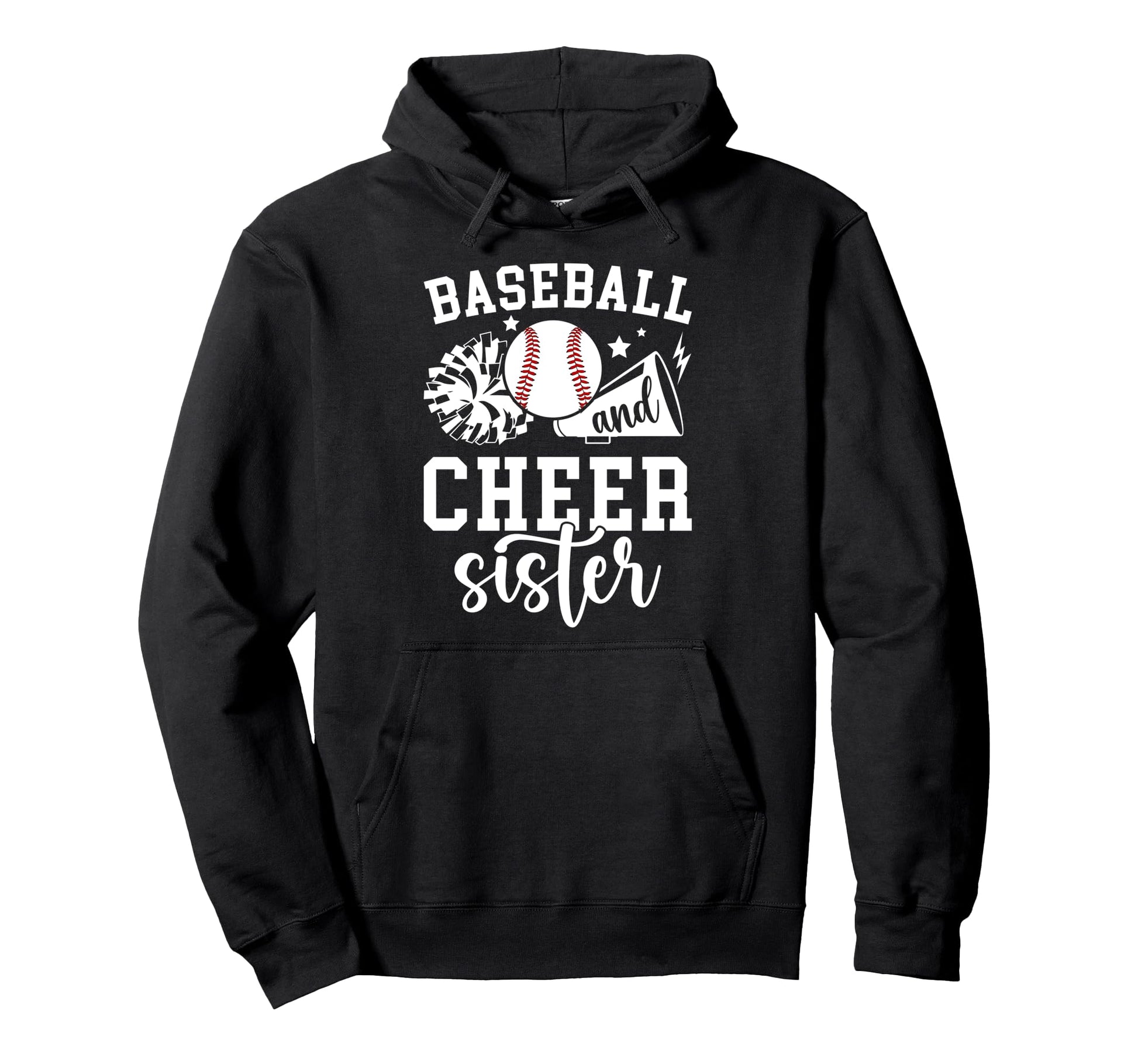 Baseball And Cheer Sister Cheerleading Hoodie - Trendy Graphic Men Women - T-Shirt, Sweatshirt, Hoodie
