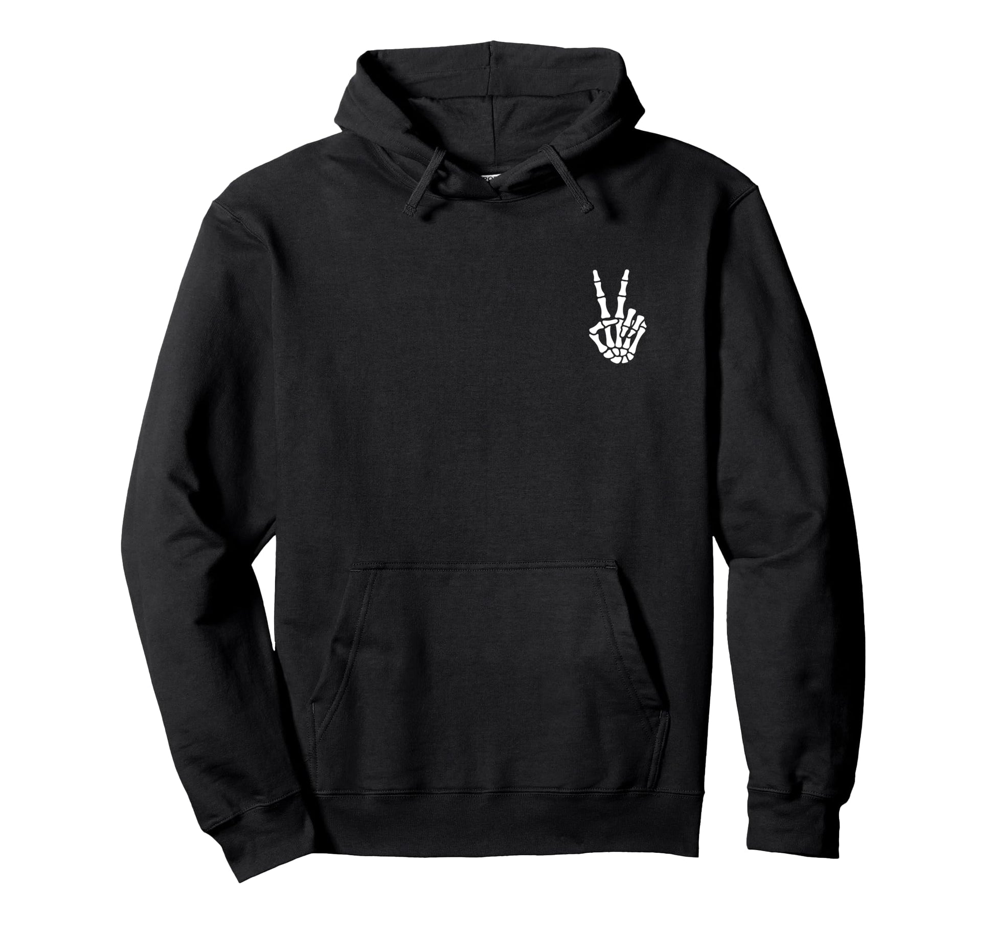 Halloween Skeleton Hand Peace Sign Bone Hoodie - Unique Graphic Unisex - T-Shirt, Sweatshirt, Hoodie