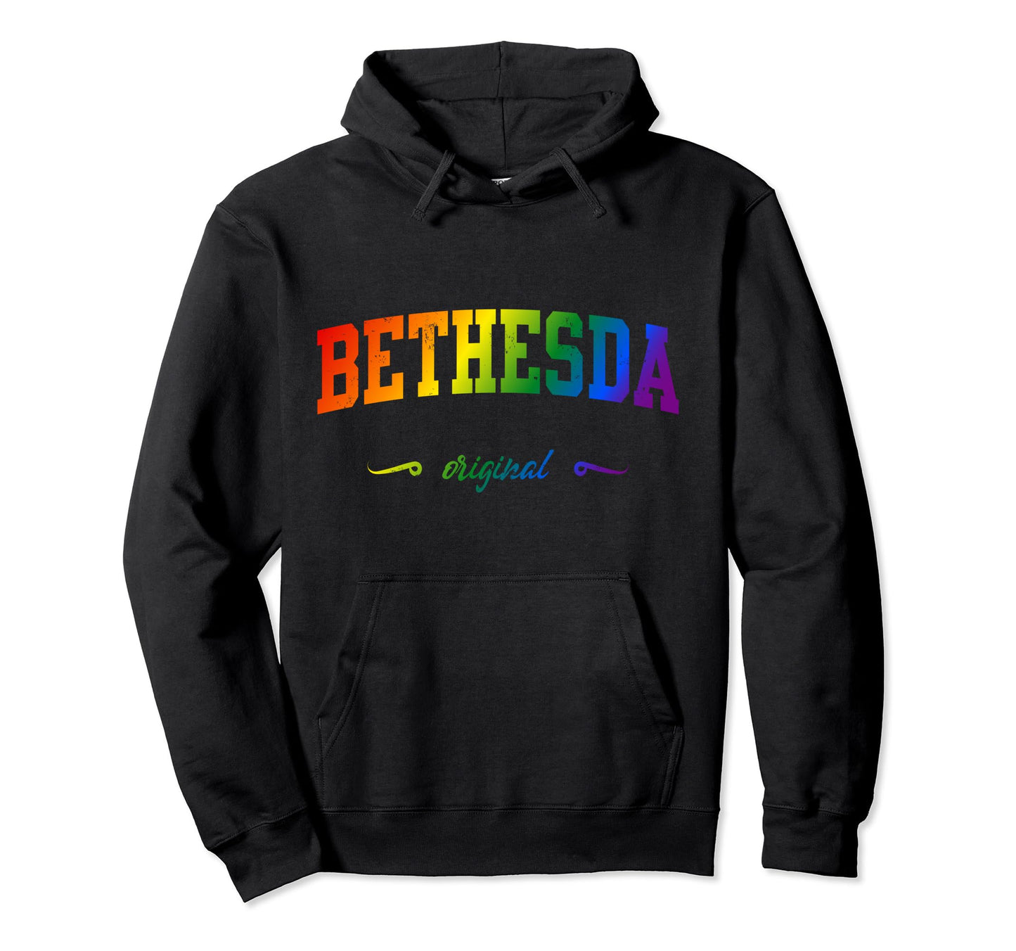 Bethesda Maryland Lgbtqai Rainbow Hoodie - Fun Novelty Design for Adults - T-Shirt, Sweatshirt, Hoodie