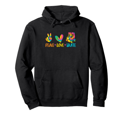 Roller Skating Peace Love Roller Skate Hoodie - Unique Graphic Men Women - T-Shirt, Sweatshirt, Hoodie